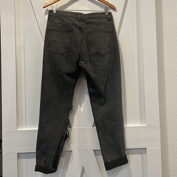 Adika Davis Distressed Black Grey Jeans Size Large NWT - Picture 4 of 11